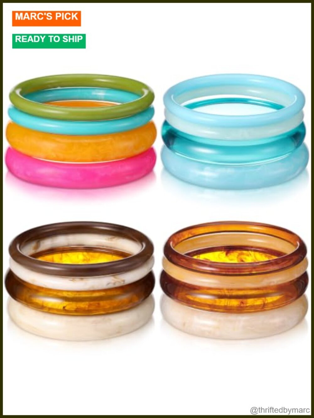 Acrylic Resin Bangle Bracelet Set 16 Pc Chunky Punk Geometric Stackable